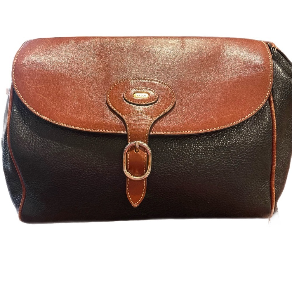 Bally Vintage leather satchel shoulder bag with gold hardware P5